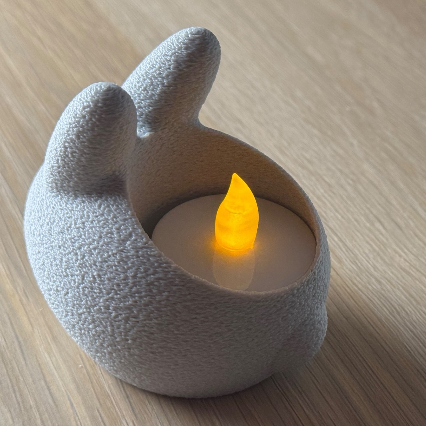 Bunny Tealight Candle Holder (Soft Grey)