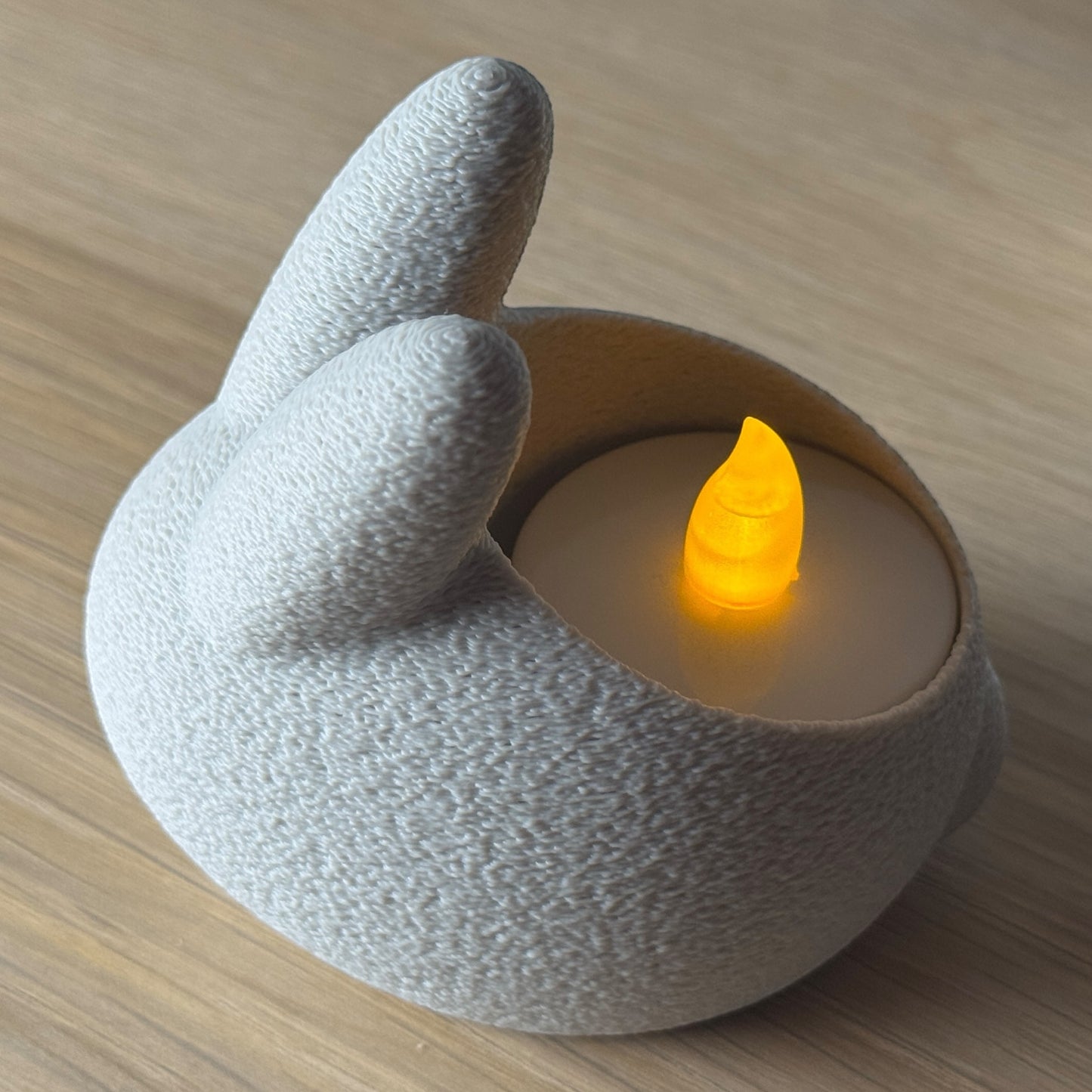 Bunny Tealight Candle Holder (Soft Grey)