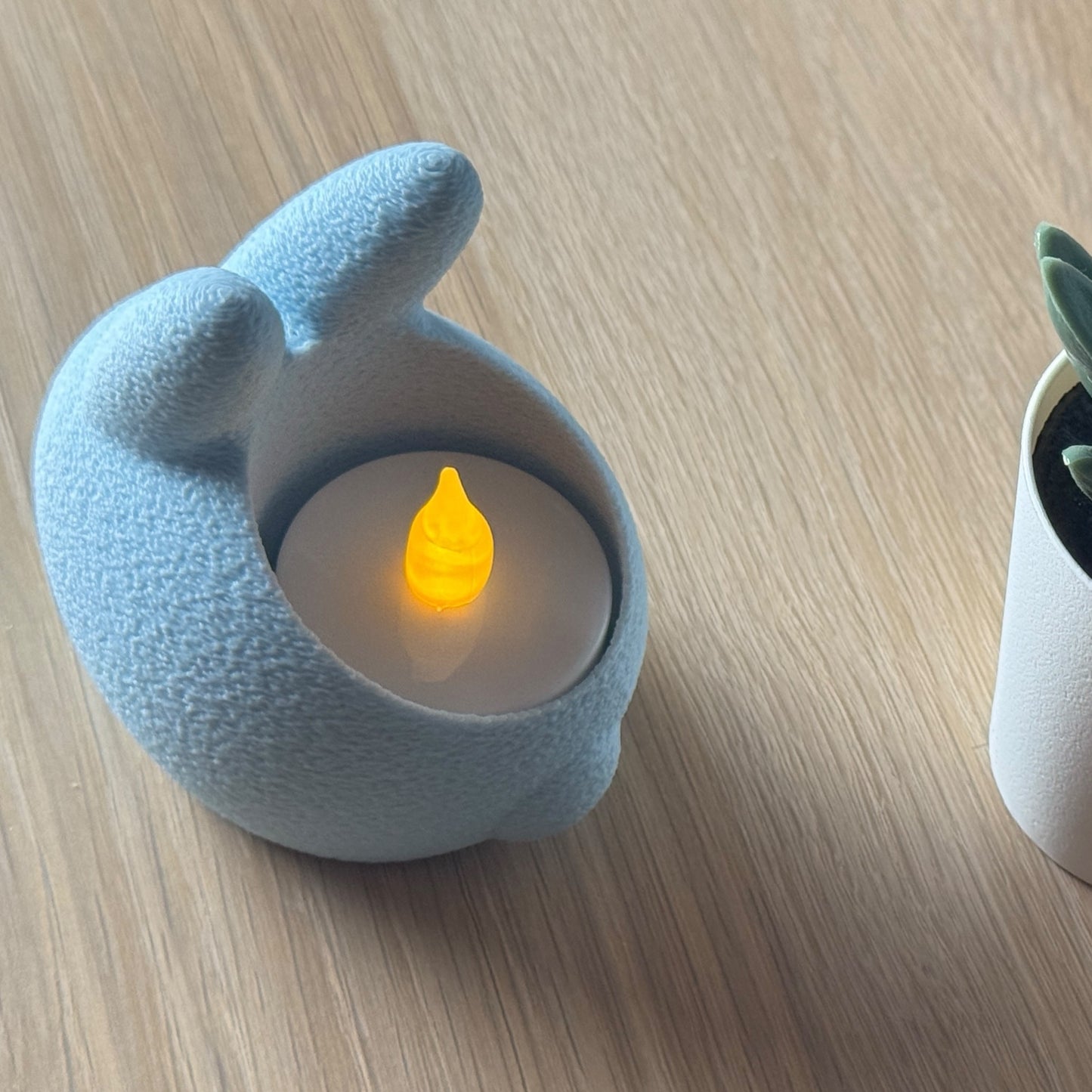 Bunny Tealight Candle Holder (Pastel Blue)